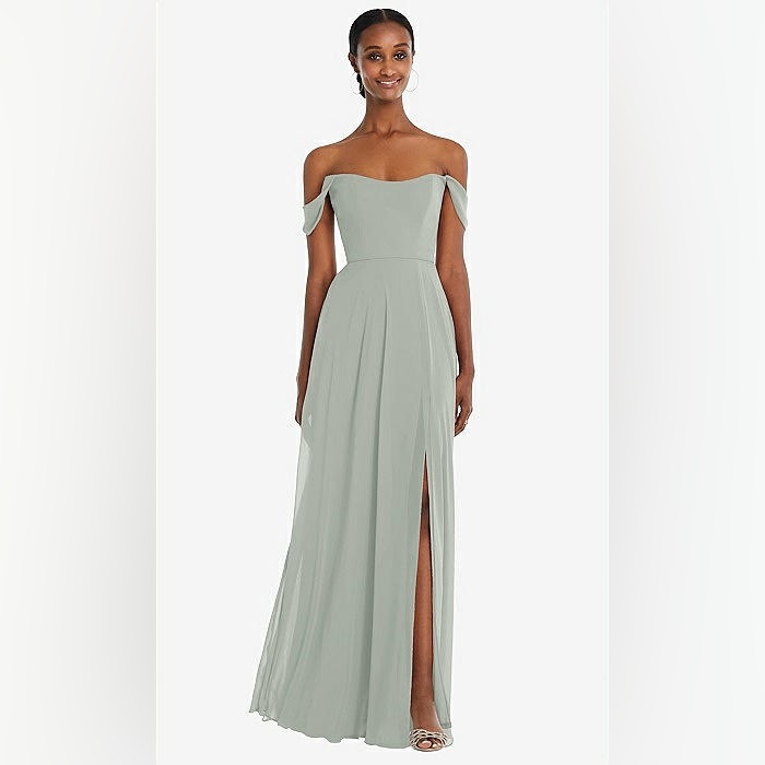 The Dessy Group Basque Neck Maxi Dress Willow Green